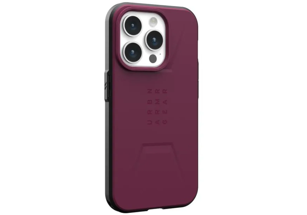 UAG Coque arrière Civilian Case iPhone 15 Pro Bordeaux