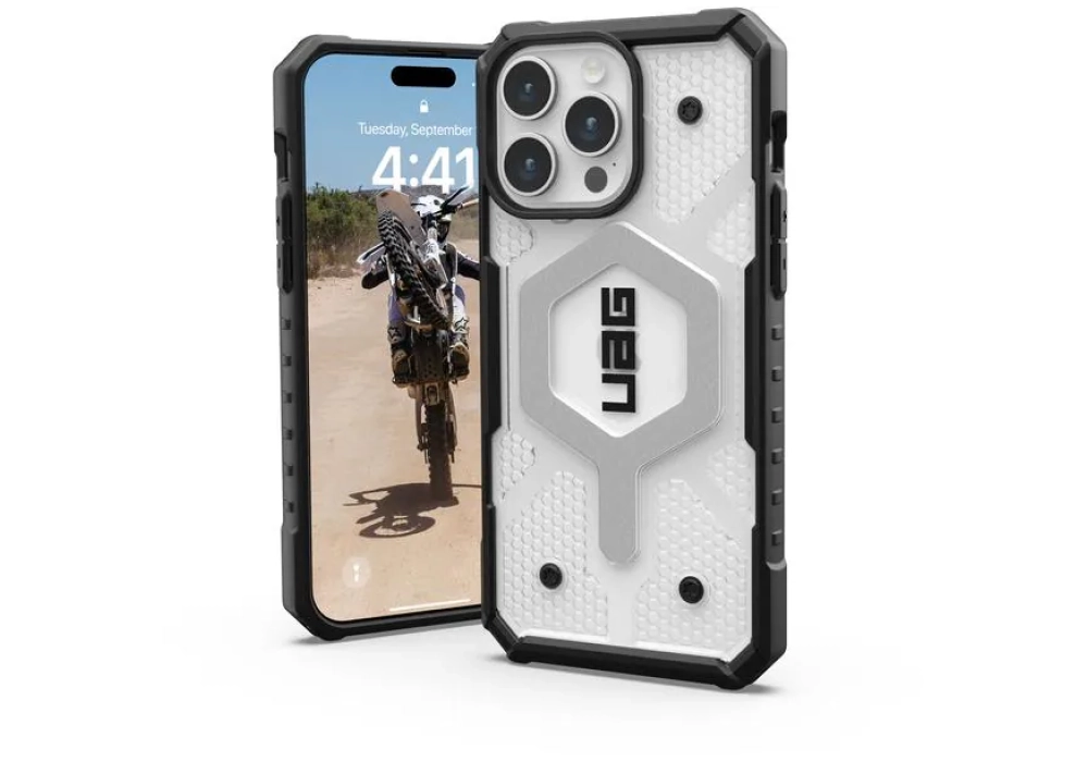 UAG Coque arrière Pathfinder iPhone 15 Pro Max Ice