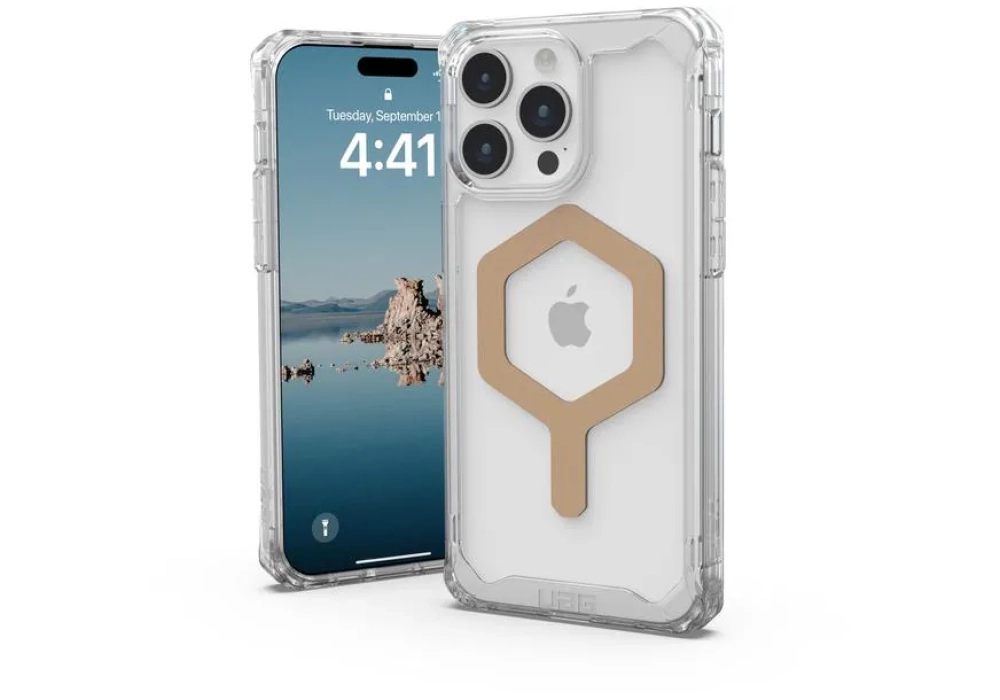 UAG Coque arrière Plyo MagSafe Apple iPhone 15 Pro Max Ice/Gold