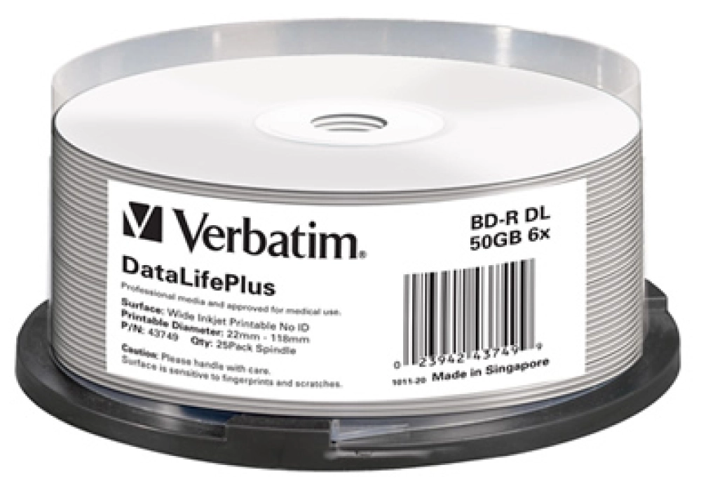 Verbatim Blu-ray BD-R DL 6x Printable - Pack of 25