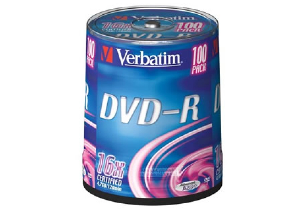 Verbatim DVD-R 4.7GB - 16x Certified - Spindle of 100