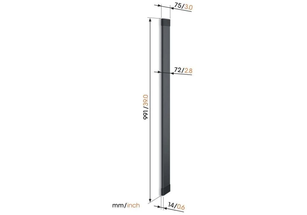 Vogel's Goulotte TVA 7000 1 m x 72 mm Noir