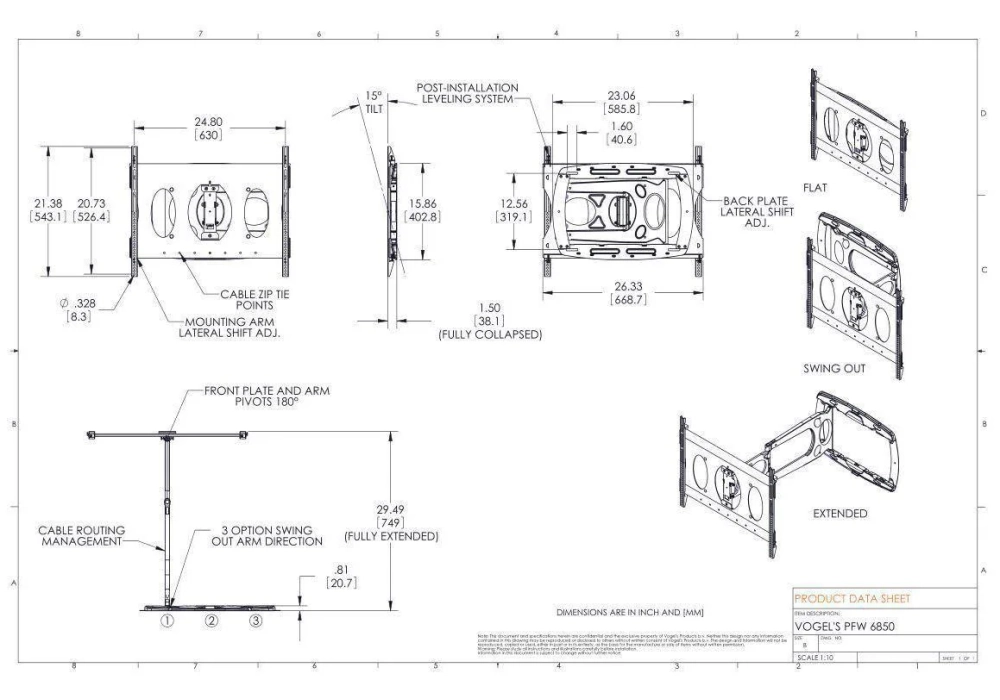 Vogel's Supports mural PFW 6850 Noir