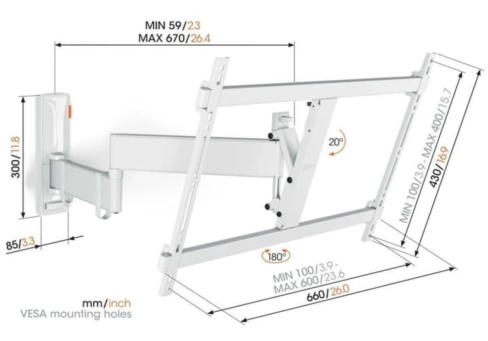 Vogel's Supports mural TVM 3645 Blanc