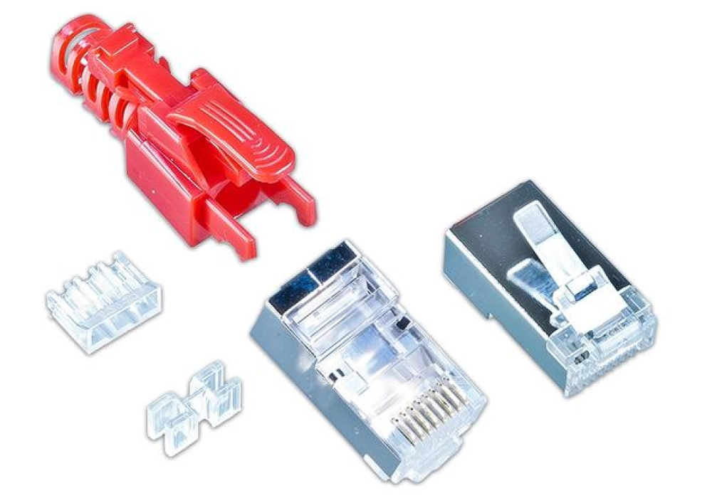 Wirewin connecteur Securelock RJ45 S/FTP Cat6a rouge (10 pièces)