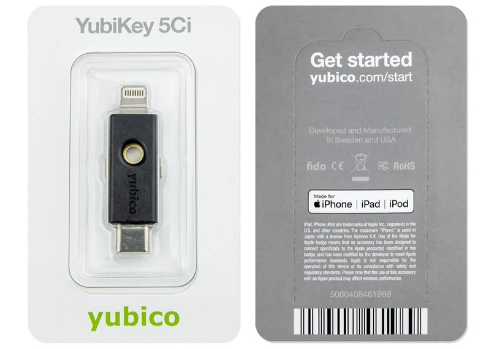 Yubico YubiKey 5Ci USB-C, Lightning, 1 pièce